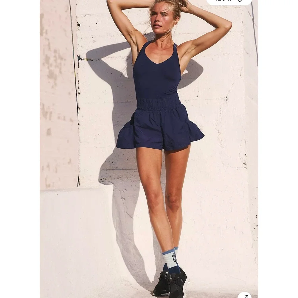 Free People‎ Movement Sky Blue Crisscross Back Tennis Dress Shorts XL